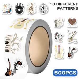Musical Theme Decorative Stickers with 10 Assorted Patterns, NEW